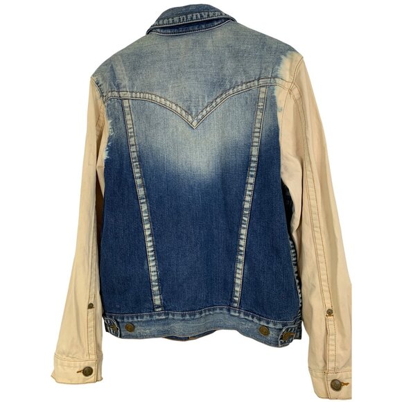 True Religion Jimmy Slim Fit Trucker Denim Jacket Bleached L  Mens  RV10314 - Picture 10 of 14